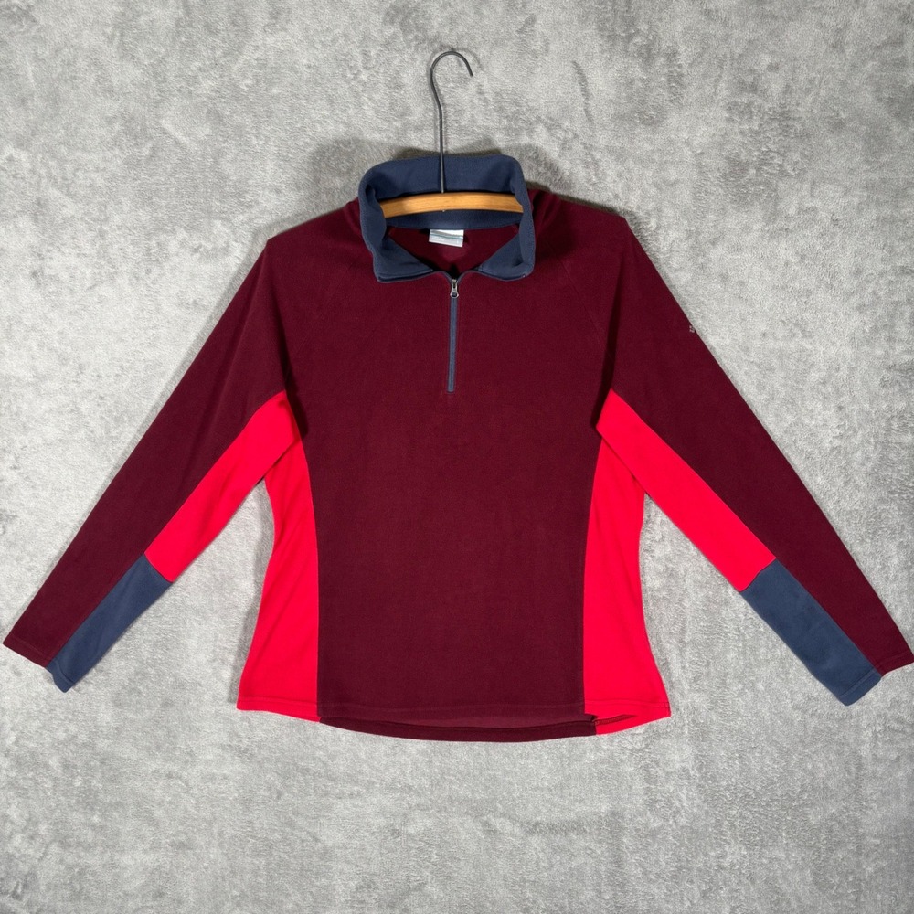 Columbia Womens Large Fleece Pullover 1/4 Zip Burgundy Red AK1131 7176 Gorpcore